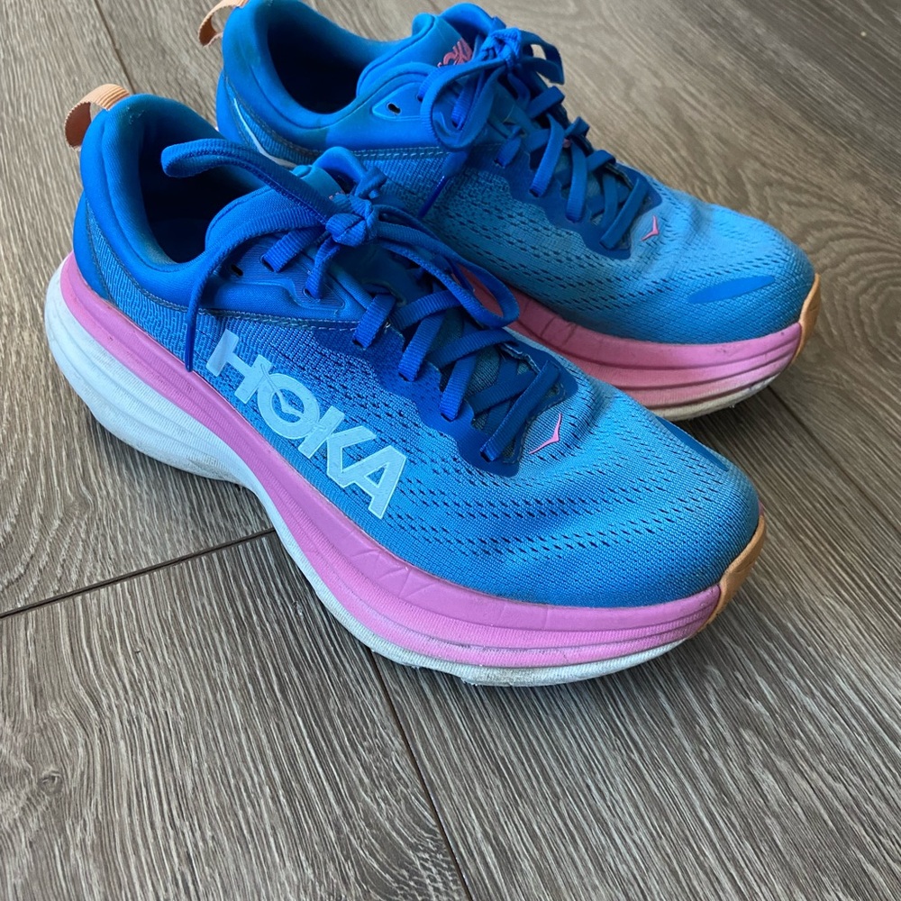 Hoka One One Blue and Pink Athletic Shoes